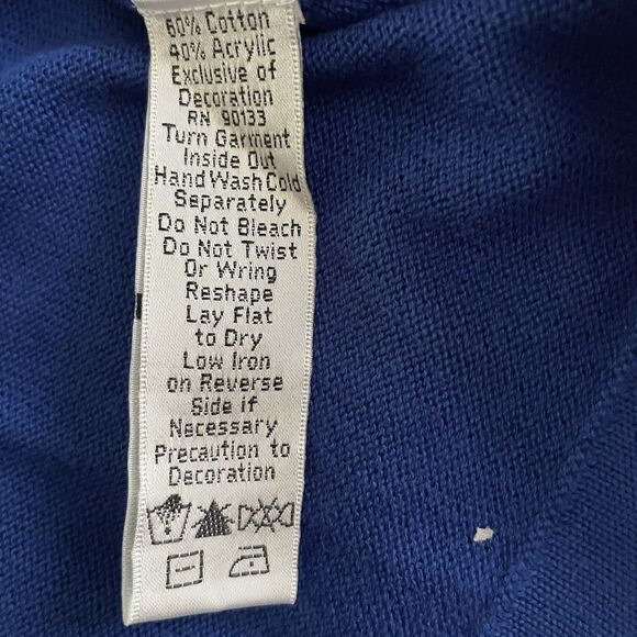 Quacker Factory full zip front blue sequin front cardigan sweater women’s size L - Picture 7 of 8